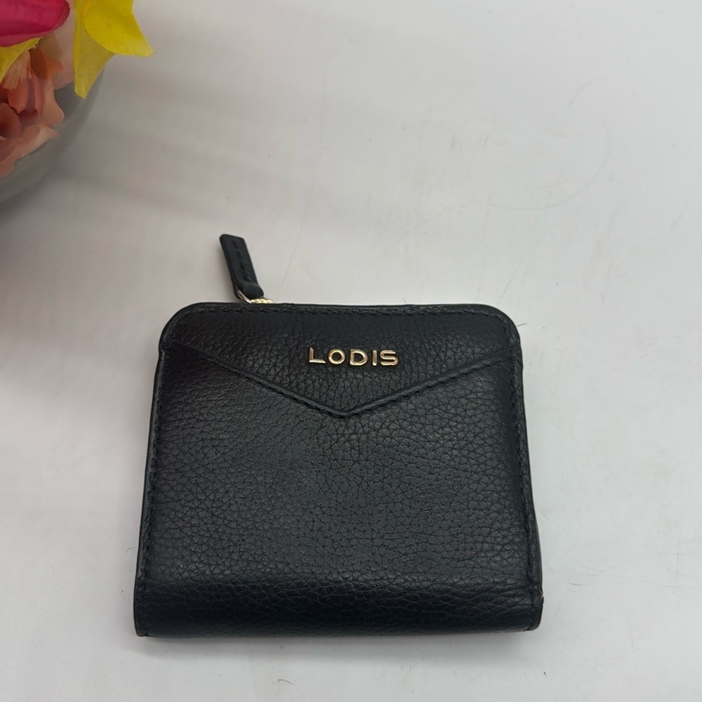 Lodis Black Pebble Leather Small Change Coin Purse Wallet